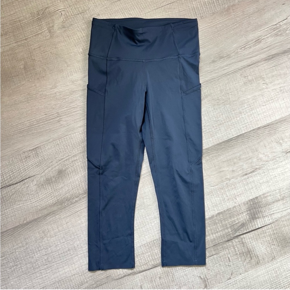 LULULEMON Fast and Free Crop Leggings II 19" Navy Blue Size 4 Side Pocket - Picture 6 of 13